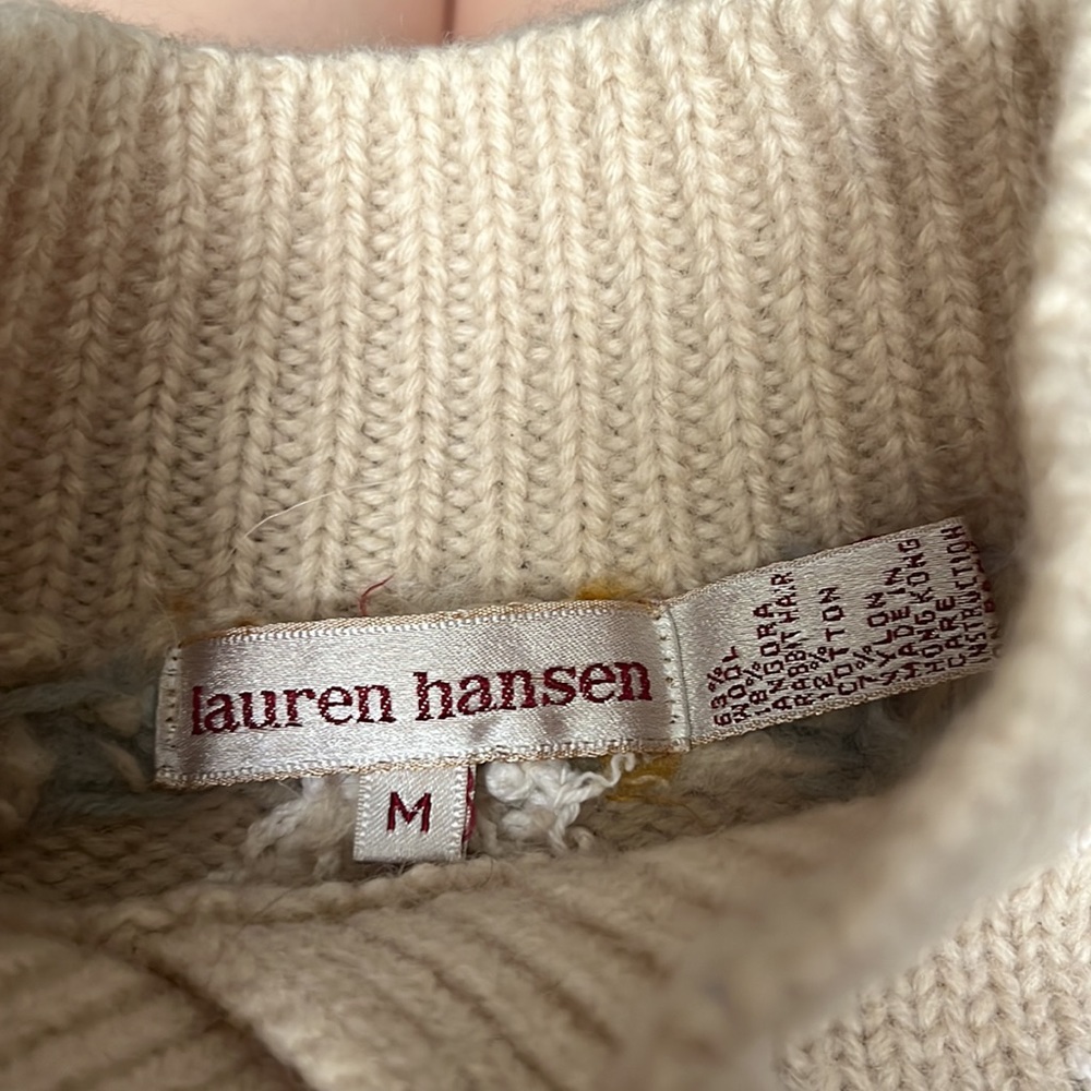 Angora Rabbit Wool Sweater, Split Turtle Neck, Si… - image 6